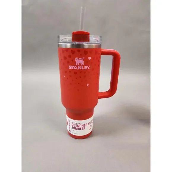 🥰STANLEY TARGET 40 OZ STAINLESS STEEL VALENTINES DAY RUBY HEARTS READY TO SHIP!